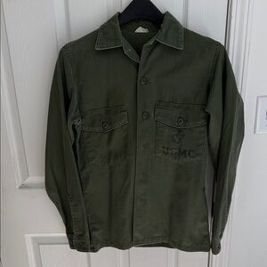 Green Military Jacket, Embroided Fox on back